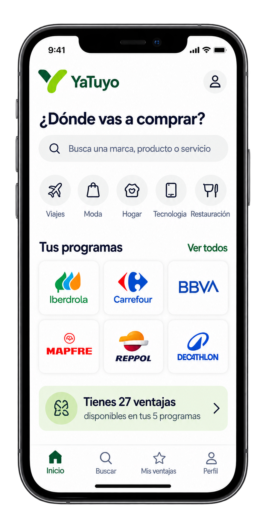 Pantalla conceptual de YaTuyo